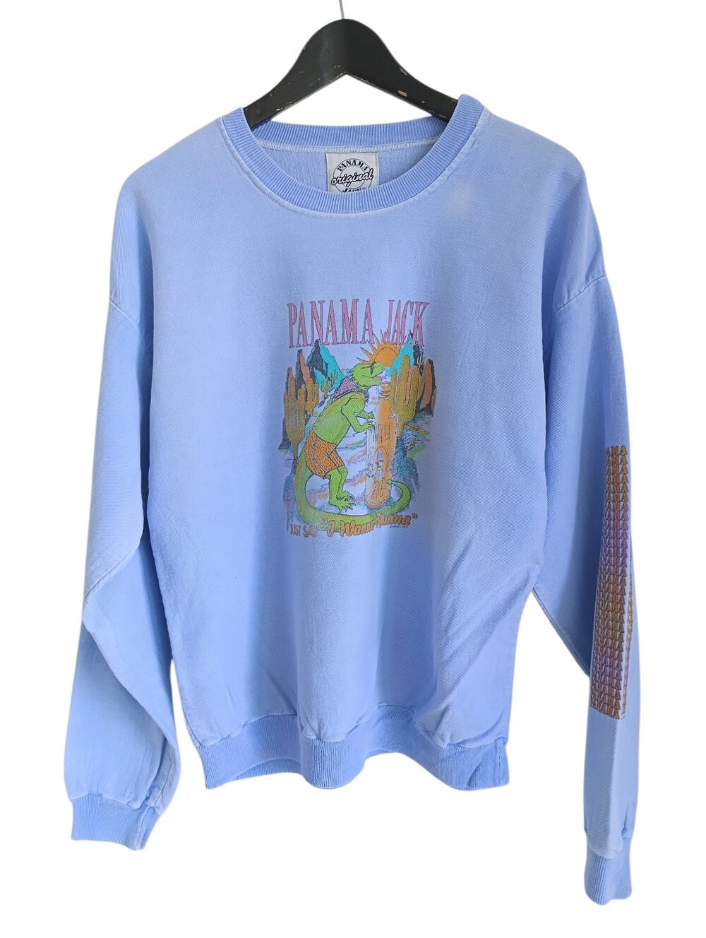 Vintage 90s Panama Jack I Wanna Iguana Sweatshirt Blue 21x24.5